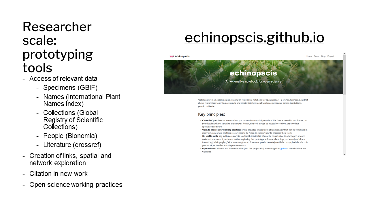 Researcher scale: prototyping tools