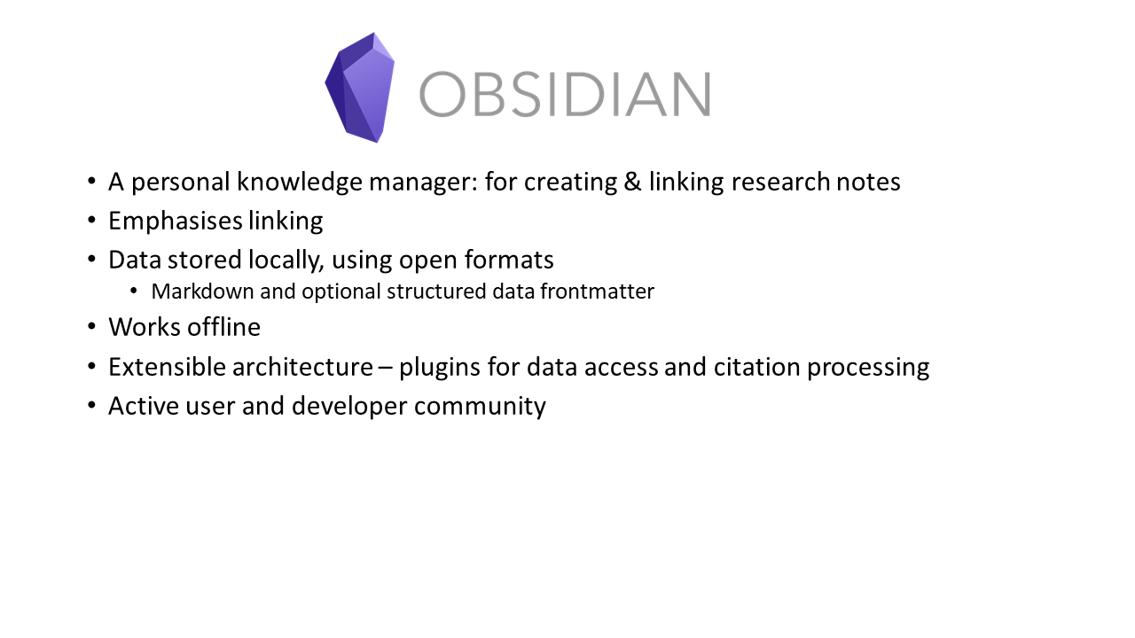 Based on existing software (Obsidian) - its attributes